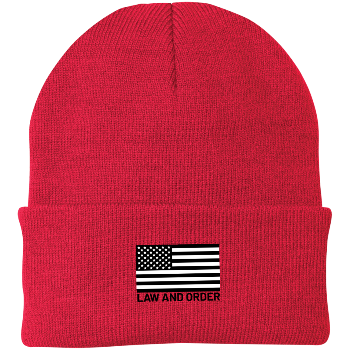 Law and Order American Flag Beanie Cap