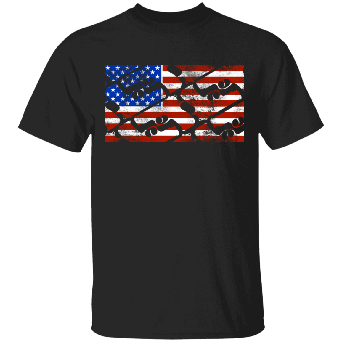 Handgun Pistol Firearm American Flag T-Shirt