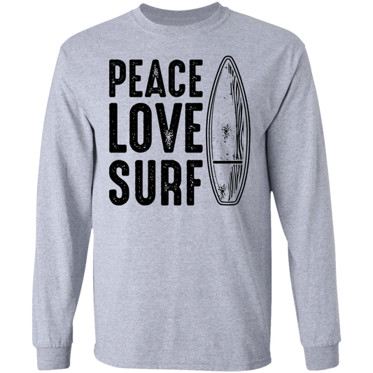 Peace Love Surf Beach Long Sleeve T-Shirt