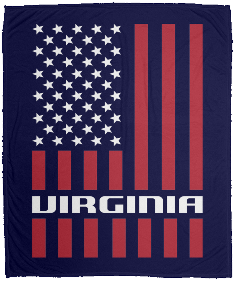 Virginia American Flag Fleece Blanket - 50x60