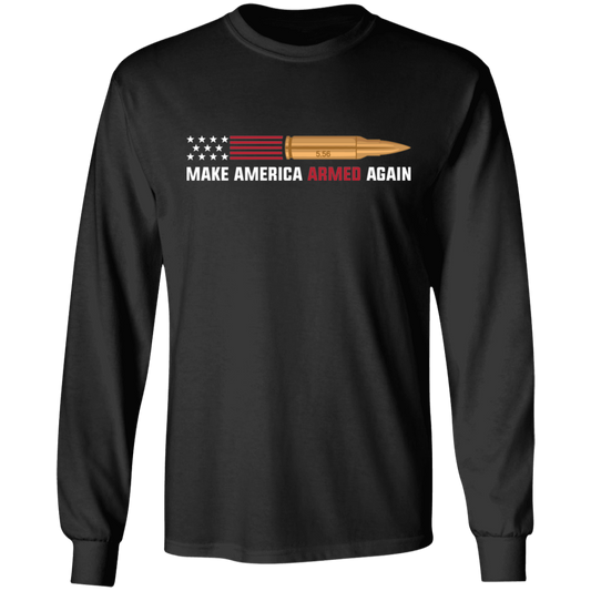 5.56 Make American Armed Again Bullet Flag Long Sleeve T-Shirt