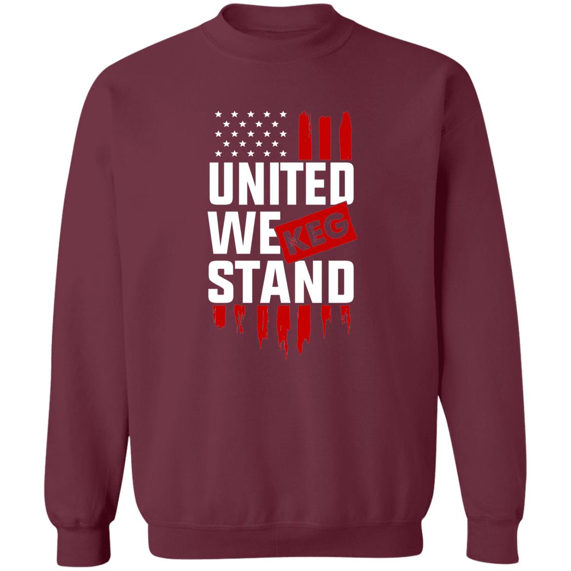 United We Keg Stand Drinking Beer American Flag Crewneck Sweatshirt