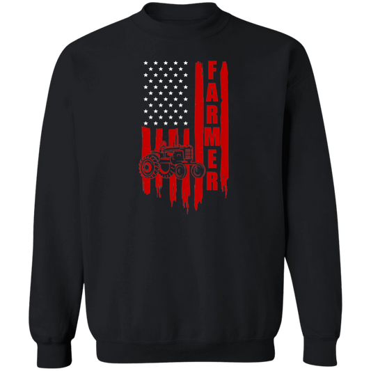 Farmer American Flag Tractor Crewneck Sweatshirt