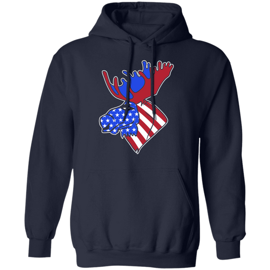 Moose American Flag USA Pullover Hoodie
