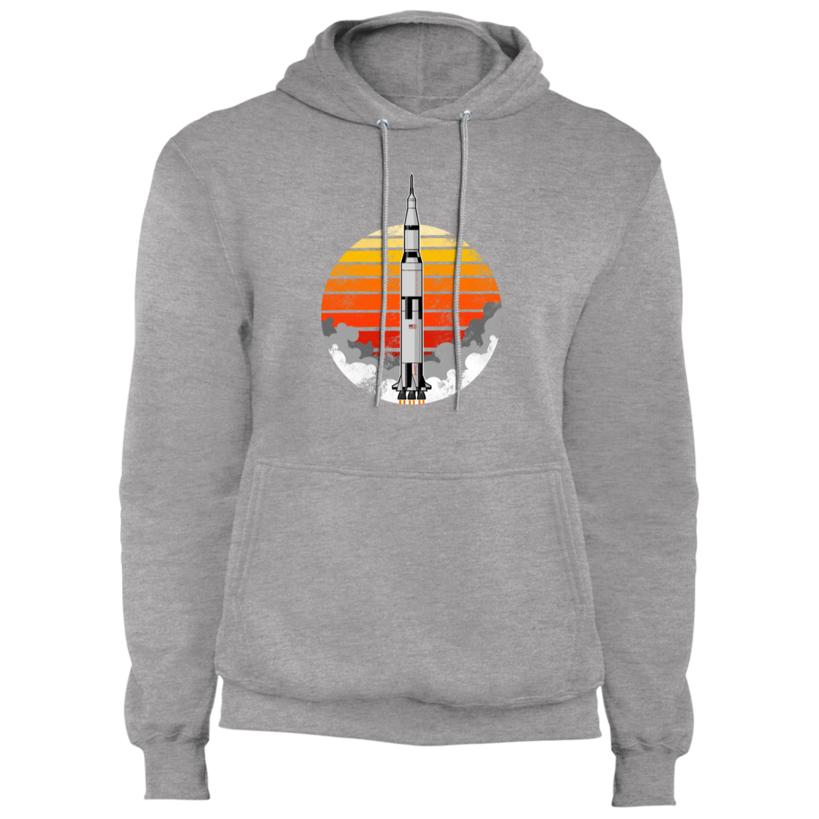 Men's Space USA Sun Rocket Ship Launch Fleece Pullover Hoodie
