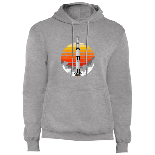 Men's Space USA Sun Rocket Ship Launch Fleece Pullover Hoodie