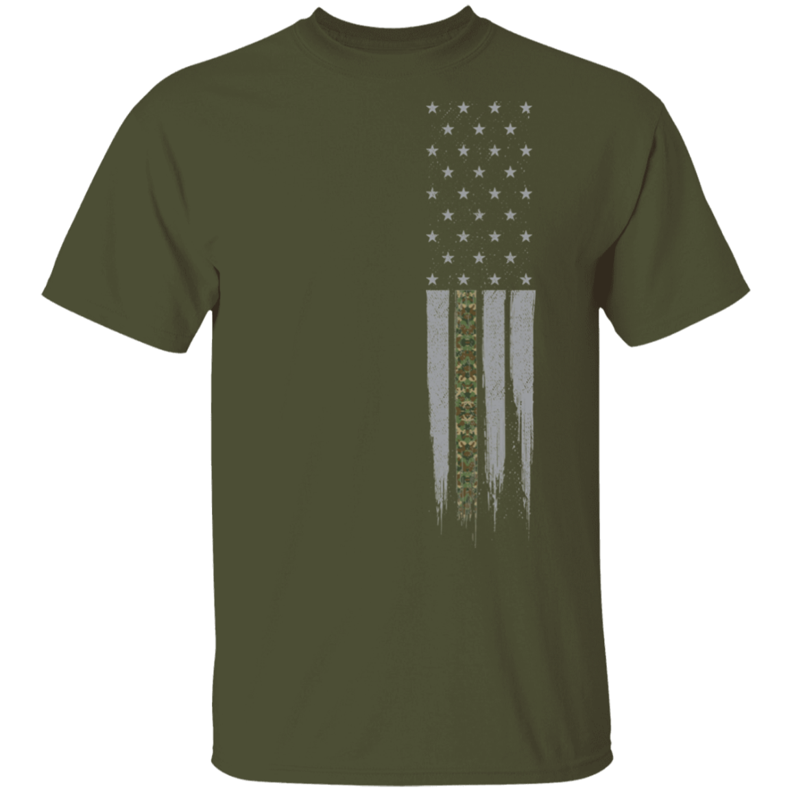 Military Camo Thin Line American Flag  T-Shirt