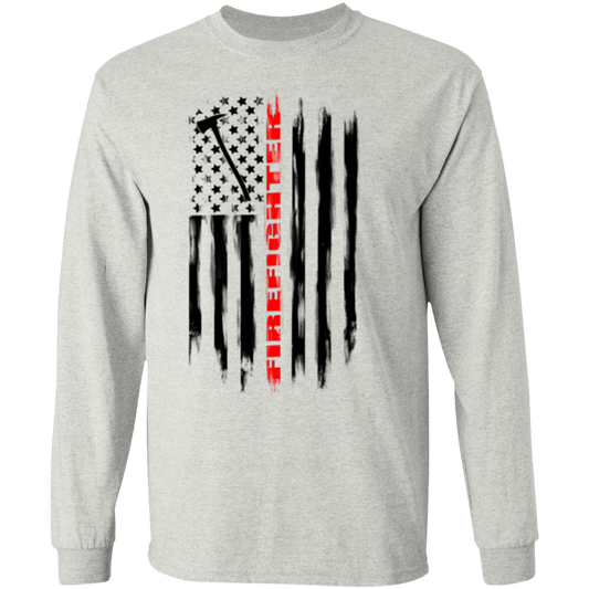 Firefighter Fireman Firewoman Fire Department American Flag Long Sleeve T-Shirt