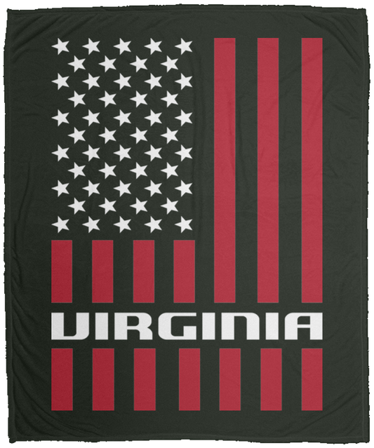 Virginia American Flag Fleece Blanket - 50x60