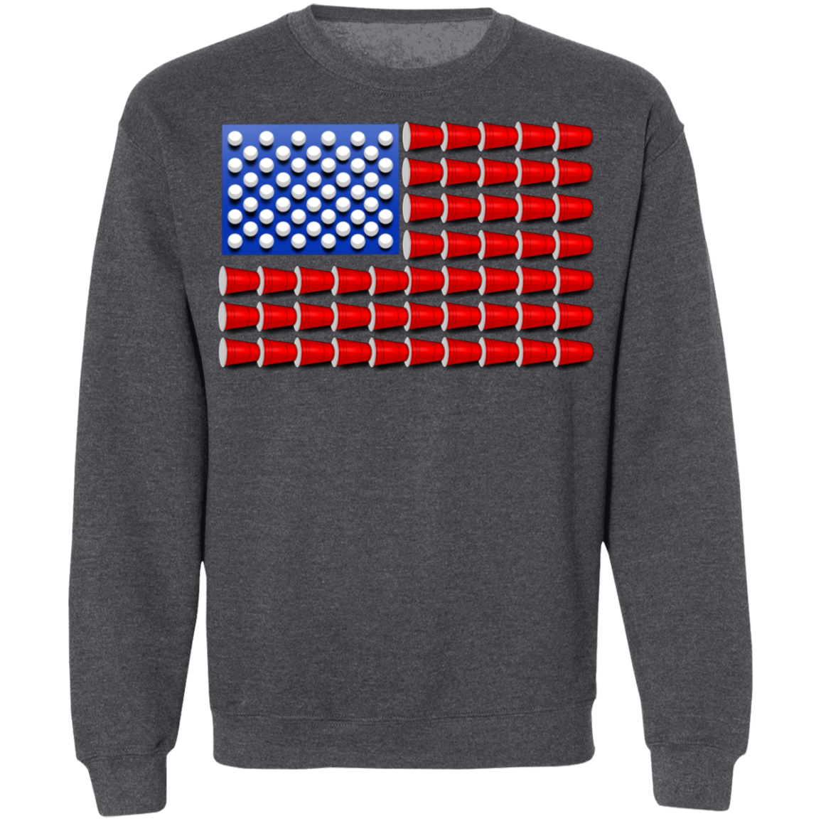 Beer Pong Red Cup American Flag Crewneck Sweatshirt