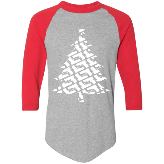 Handgun Pistol Firearm Christmas Tree Ugly Christmas Baseball Raglan T-Shirt
