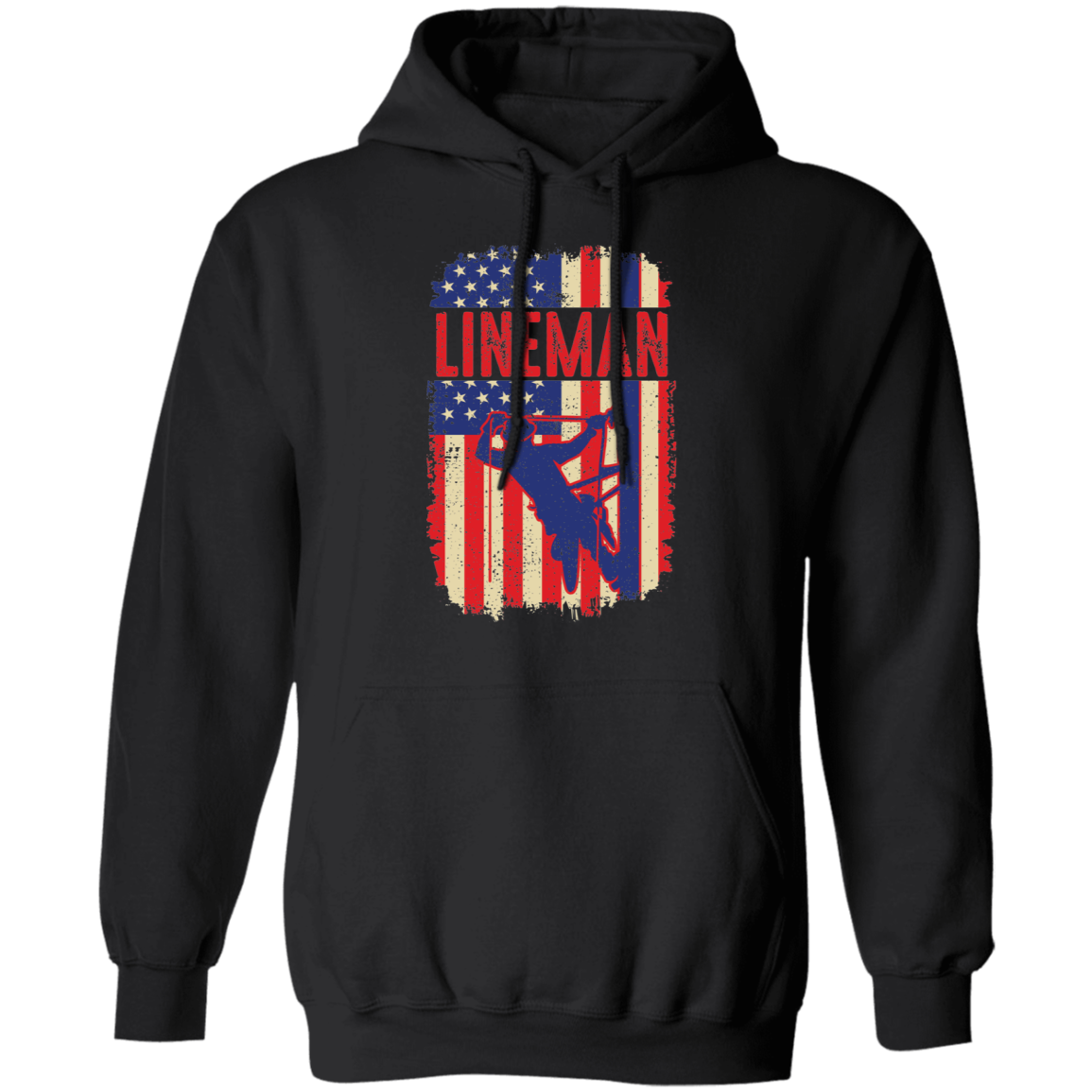 Lineman American Flag Pullover Hoodie