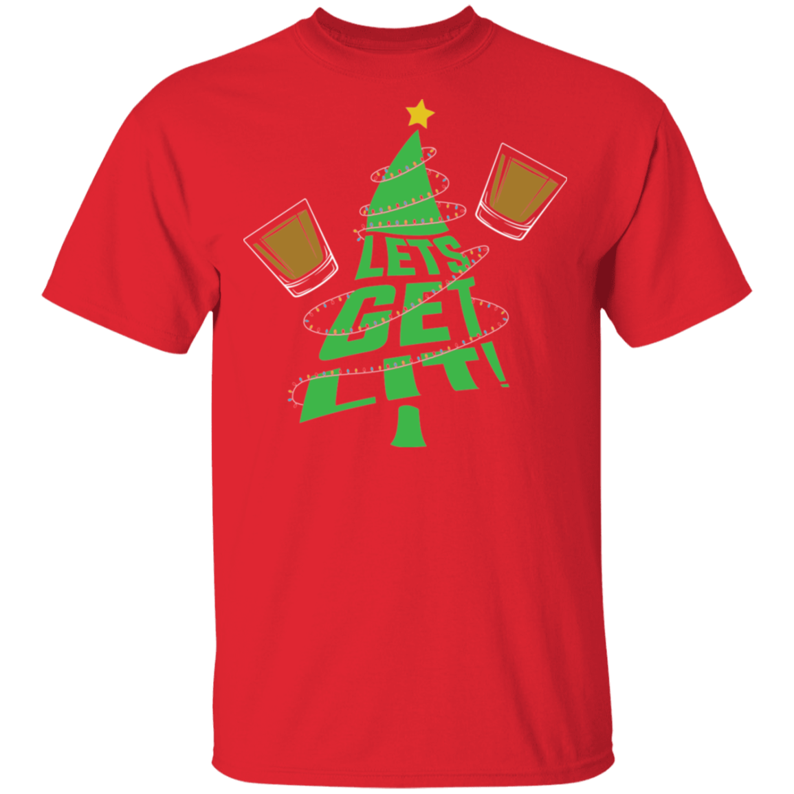 Lets Get Lit! Christmas Tree Ugly Christmas T-Shirt