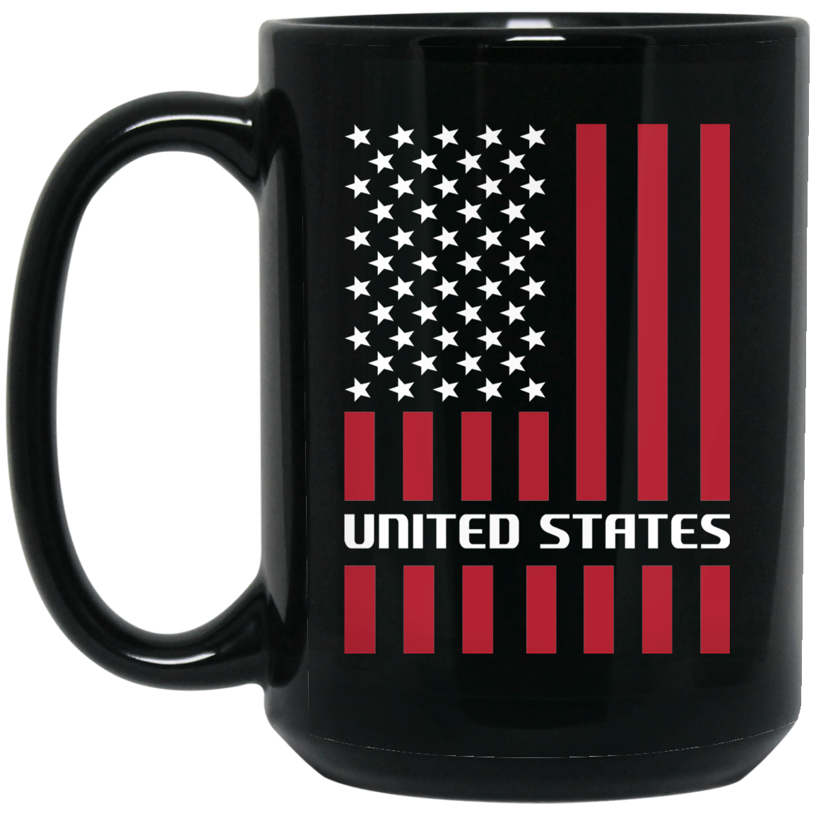 Wheel Spin Addict 15 oz Mug, United States American Flag Black Mug