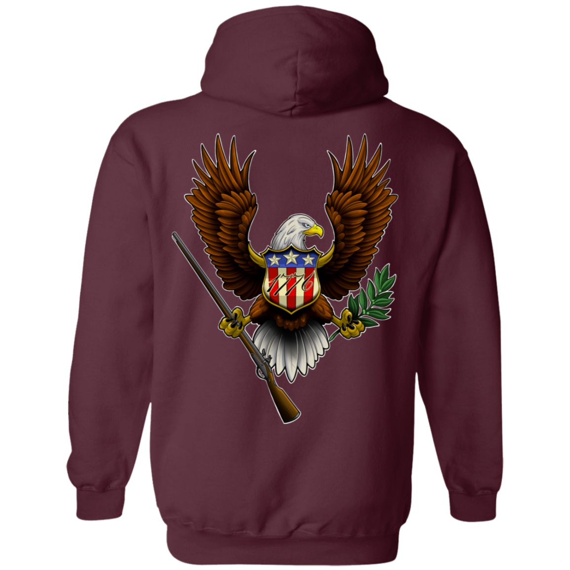 We the People American Bald Eagle 1776 Double Sided Pullover Hoodie