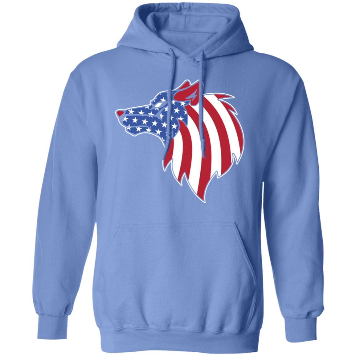 Wolf American Flag USA Pullover Hoodie