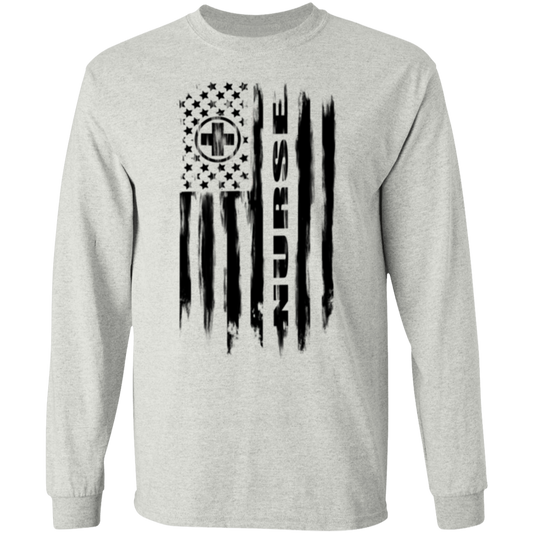 Nurse Hospital RN Nursing Medical American Flag Long Sleeve T-Shirt