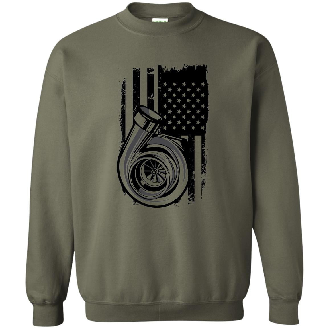 Turbo Boosted American Flag Crewneck Sweatshirt