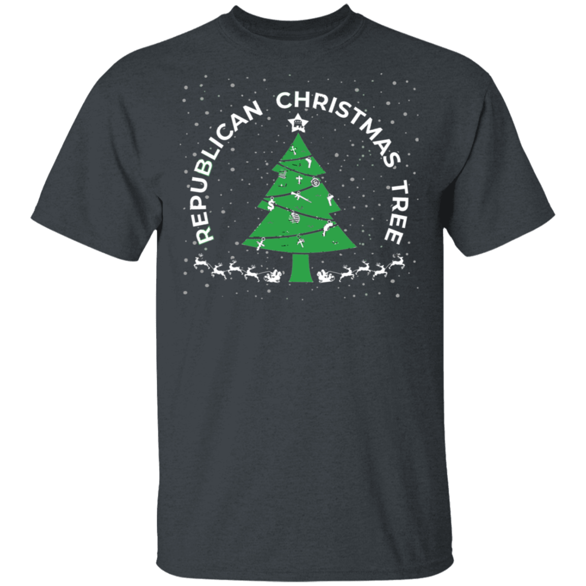 Republican Christmas Tree Firearm Money God Ugly Christmas T-Shirt
