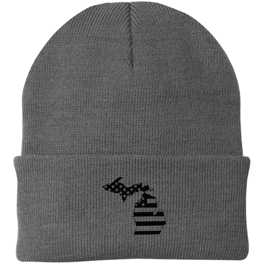 Michigan State American Flag Beanie Cap