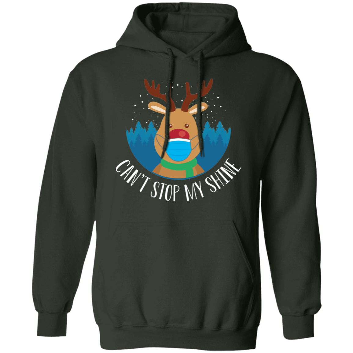 Can't Stop My Shine Shiny Nosed Reindeer Christmas Pullover Hoodie