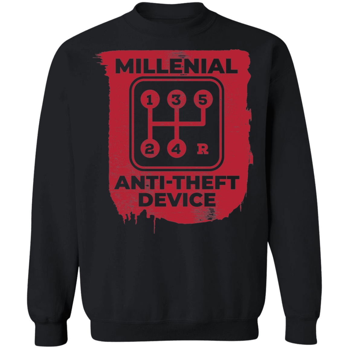 Millennial Anti-Theft Device Manual Stick Shift 5-Speed Crewneck Sweatshirt