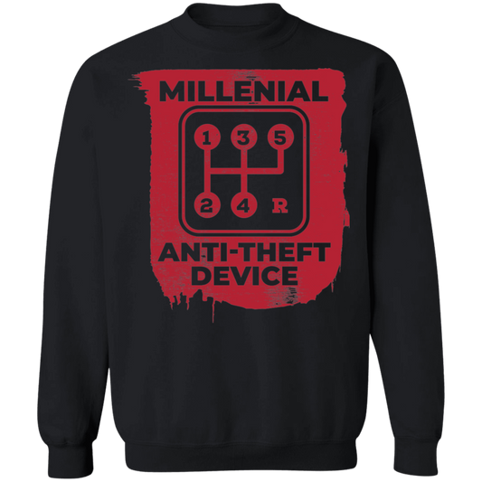 Millennial Anti-Theft Device Manual Stick Shift 5-Speed Crewneck Sweatshirt