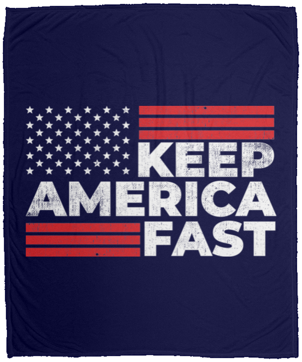 Keep America Fast American Flag Racing Fleece Blanket - 50x60