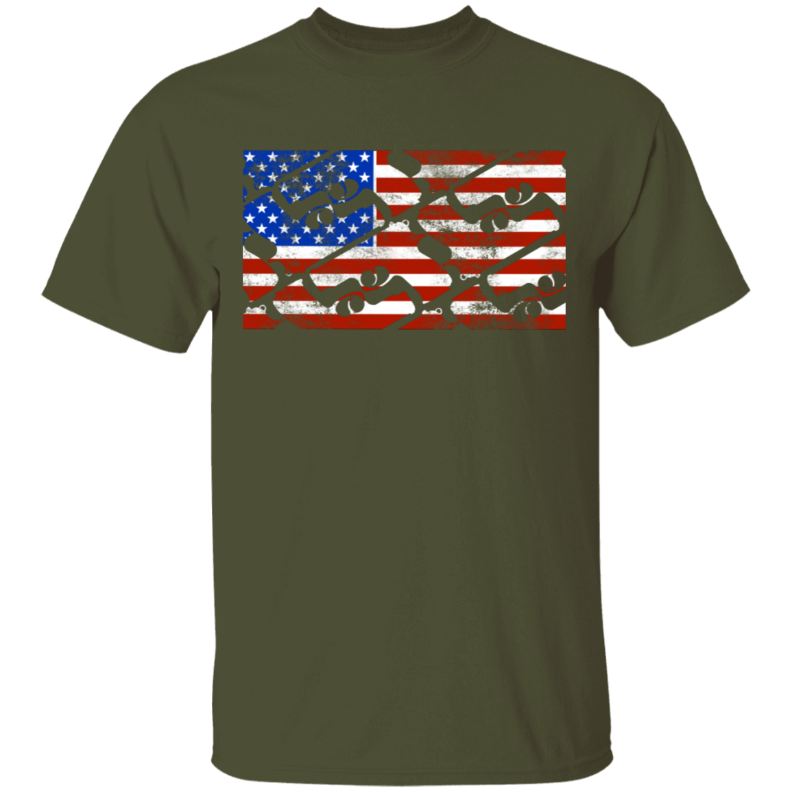 Handgun Pistol Firearm American Flag T-Shirt