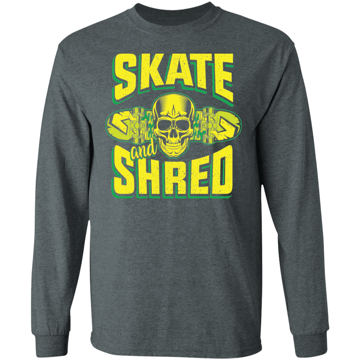 Skate and Shred Skateboarding Skull Long Sleeve T-Shirt