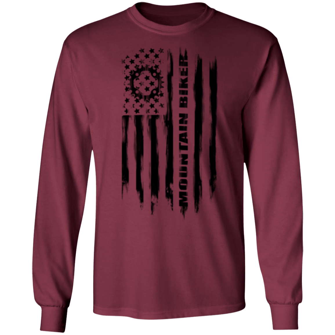 Mountain Biker Biking Cyclist American Flag Long Sleeve T-Shirt