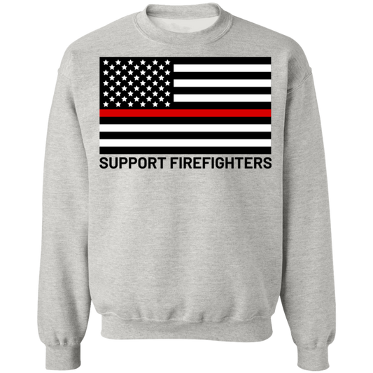 Support Firefighters Red Line American Flag Crewneck Sweatshirt