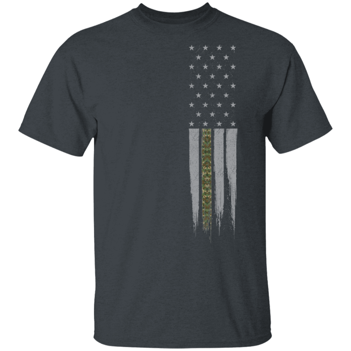 Military Camo Thin Line American Flag  T-Shirt