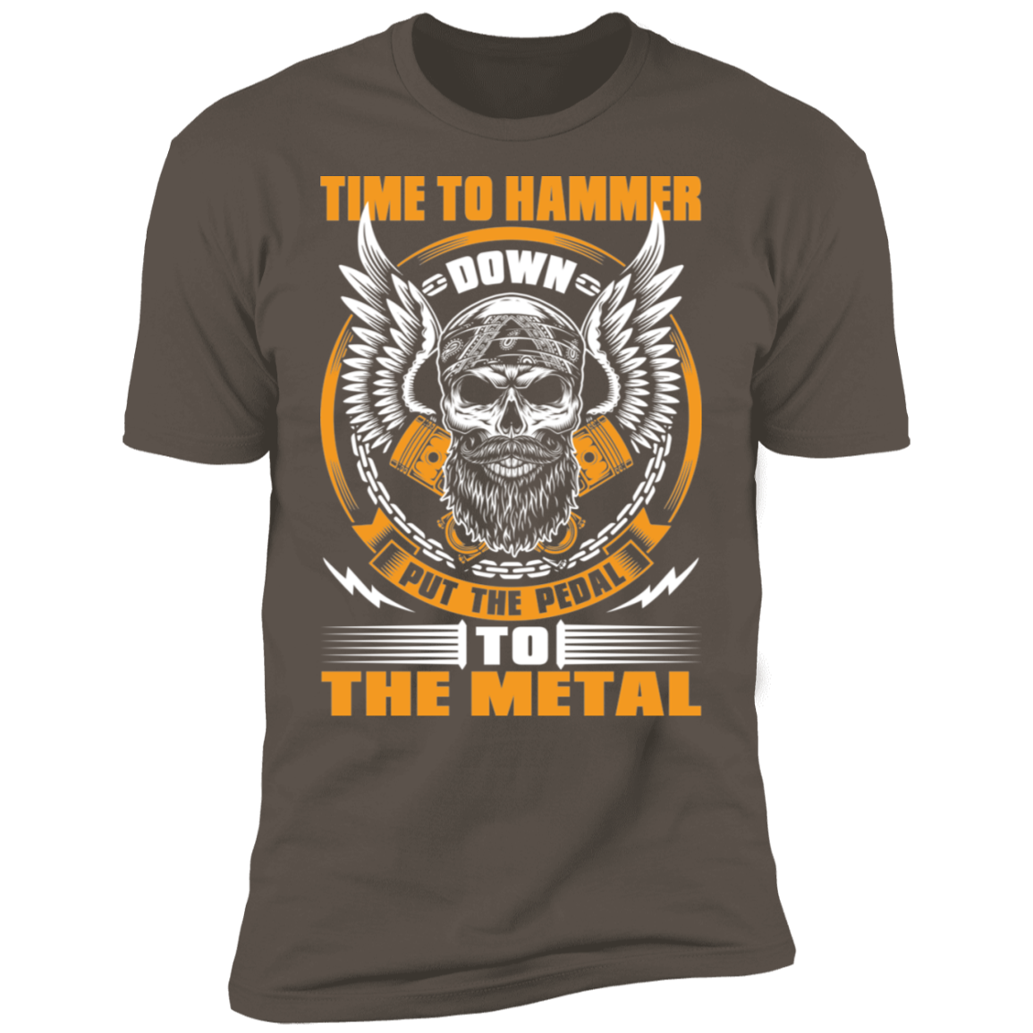Hammer Down Pedal to the Metal Bearded Piston Skull Premium Short Sleeve T-Shirt