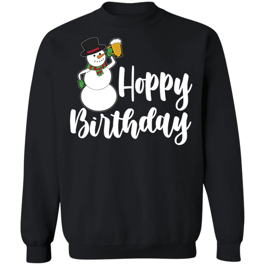 Hoppy Birthday Snowman Beer Funny Christmas Crewneck Sweatshirt