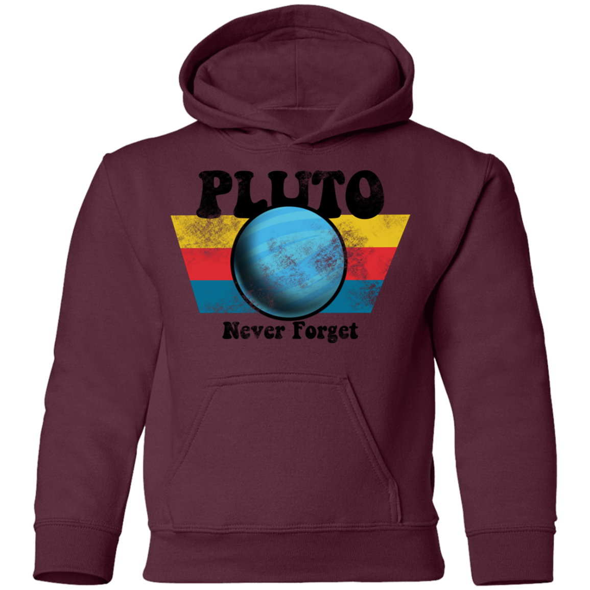 Youth Space Planet Pluto Vintage 80s Pullover Hoodie