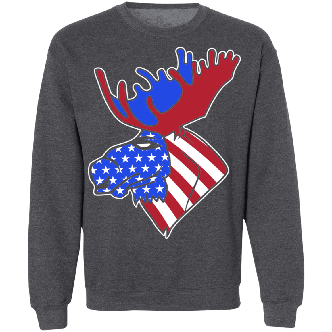 Moose American Flag USA Crewneck Sweatshirt