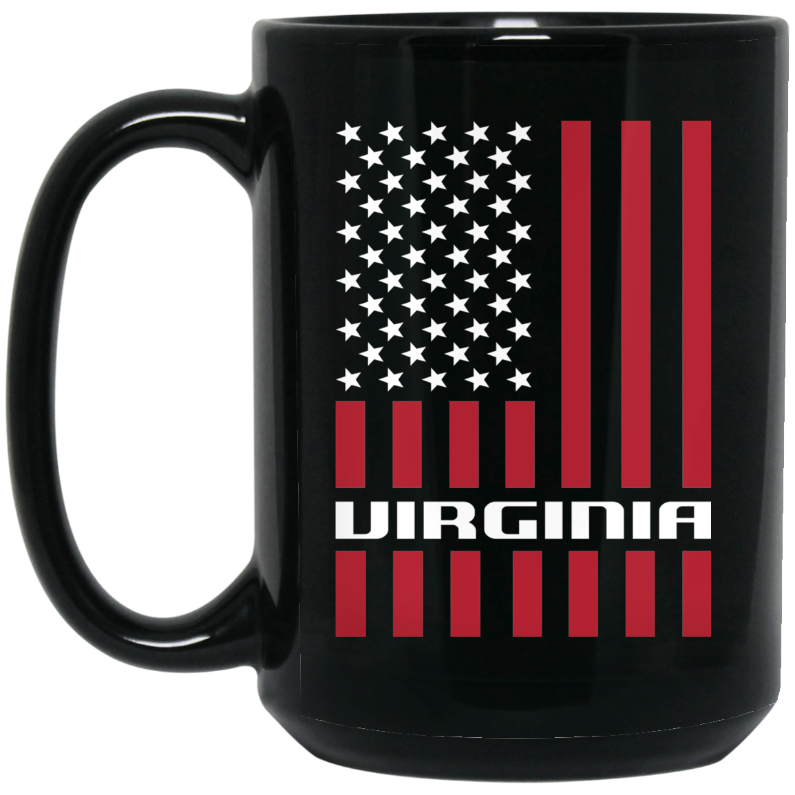 Wheel Spin Addict 15 oz Mug, Virginia American Flag Black Mug