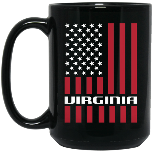 Wheel Spin Addict 15 oz Mug, Virginia American Flag Black Mug
