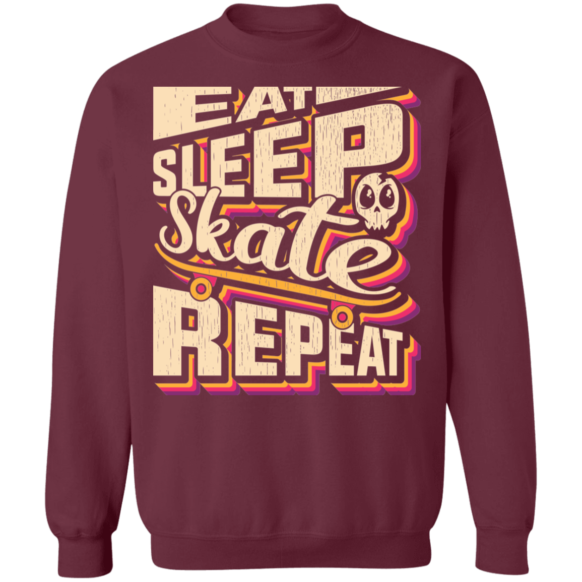 Eat Sleep Skate Repeat Skateboard Skateboarding Crewneck Sweatshirt