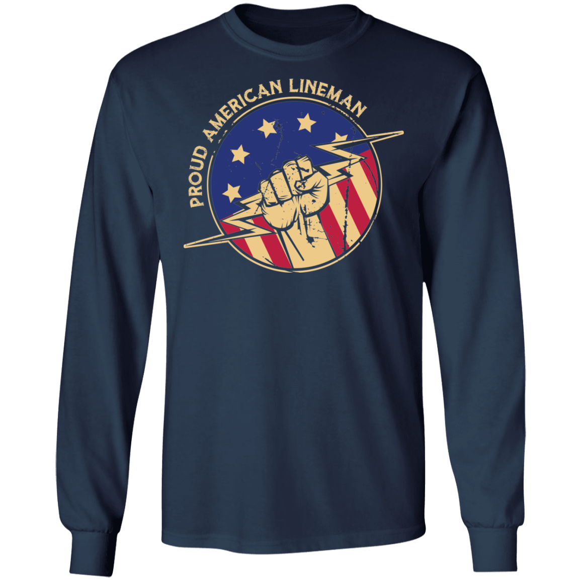 Proud American Lineman Flag Long Sleeve T-Shirt
