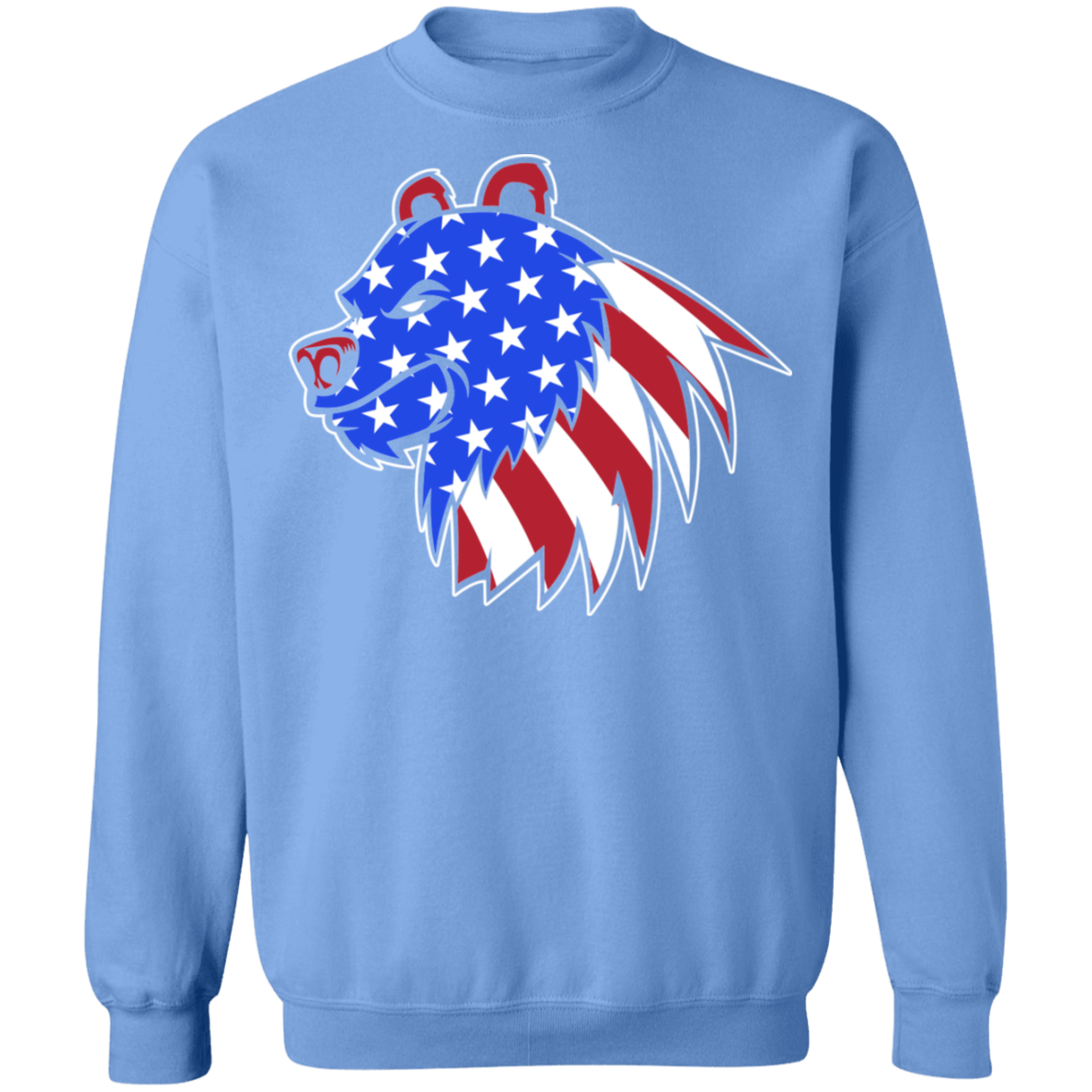 Grizzly North American Bear American Flag USA Crewneck Sweatshirt