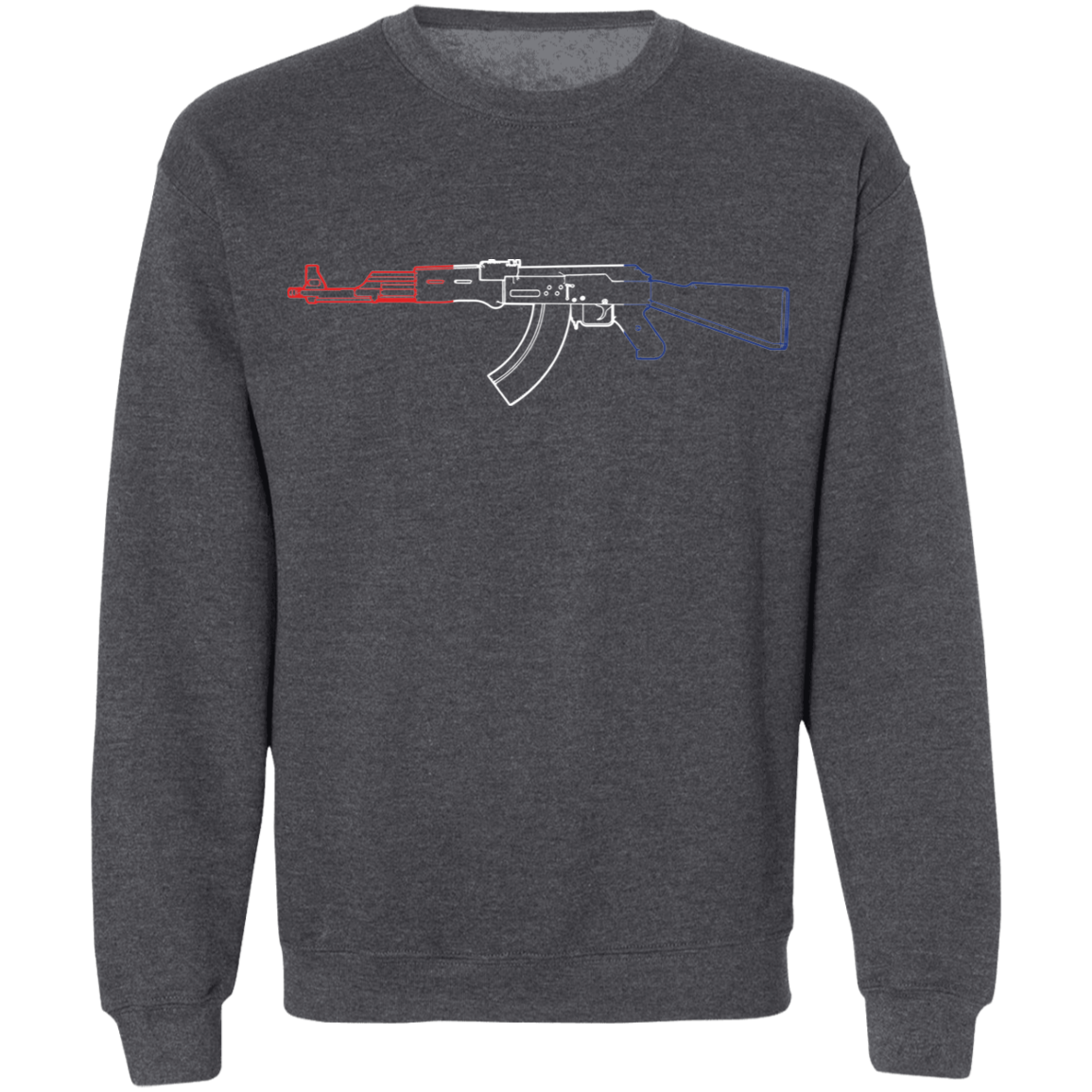 AK-47 Firearm Rifle Red White Blue Crewneck Sweatshirt