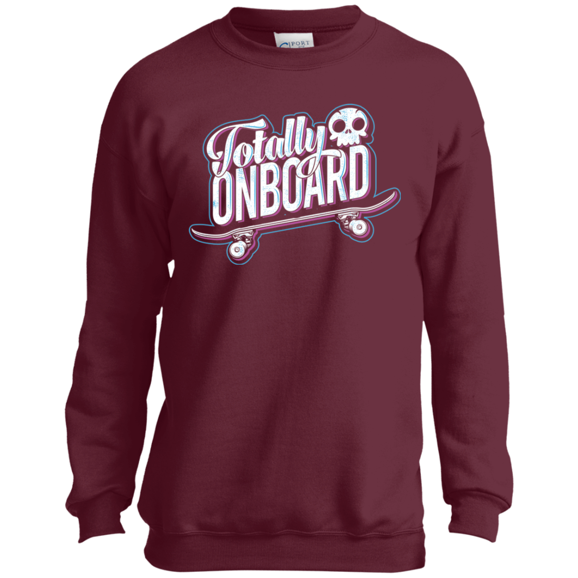 Totally Onboard Skateboarding Skateboard Youth Crewneck Sweatshirt