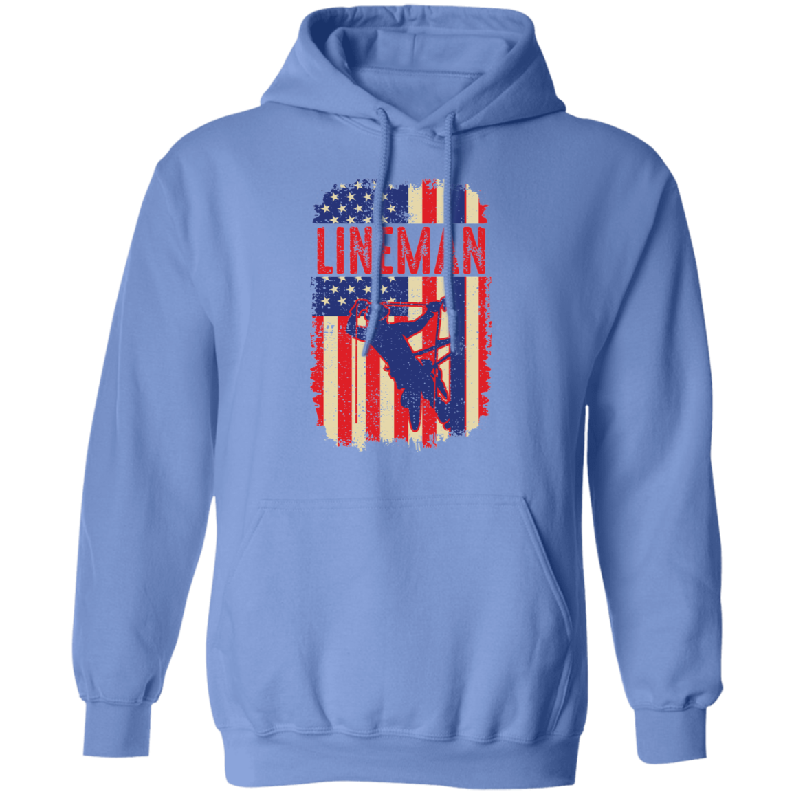 Lineman American Flag Pullover Hoodie