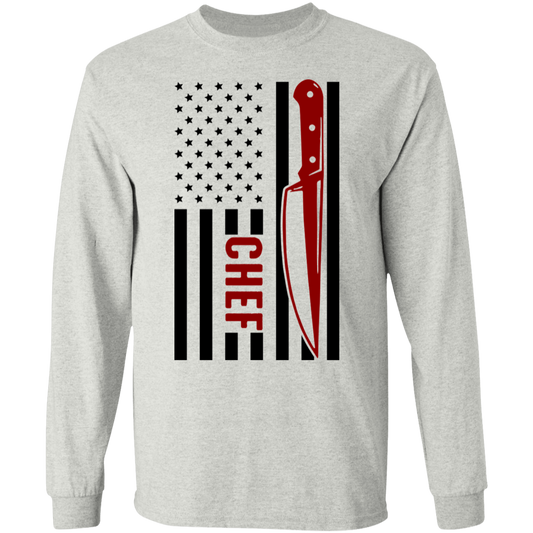Chef American Flag Cooking Long Sleeve T-Shirt