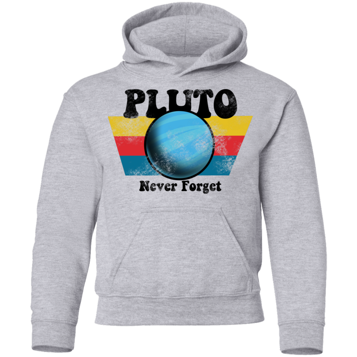 Youth Space Planet Pluto Vintage 80s Pullover Hoodie