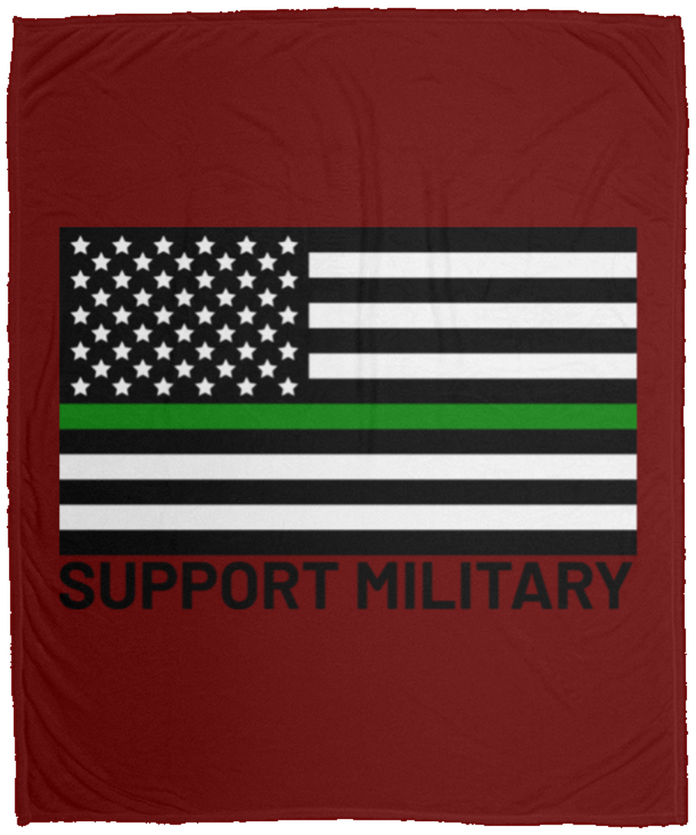 Support Military Thin Green Line American Flag Fleece Blanket - 50x60