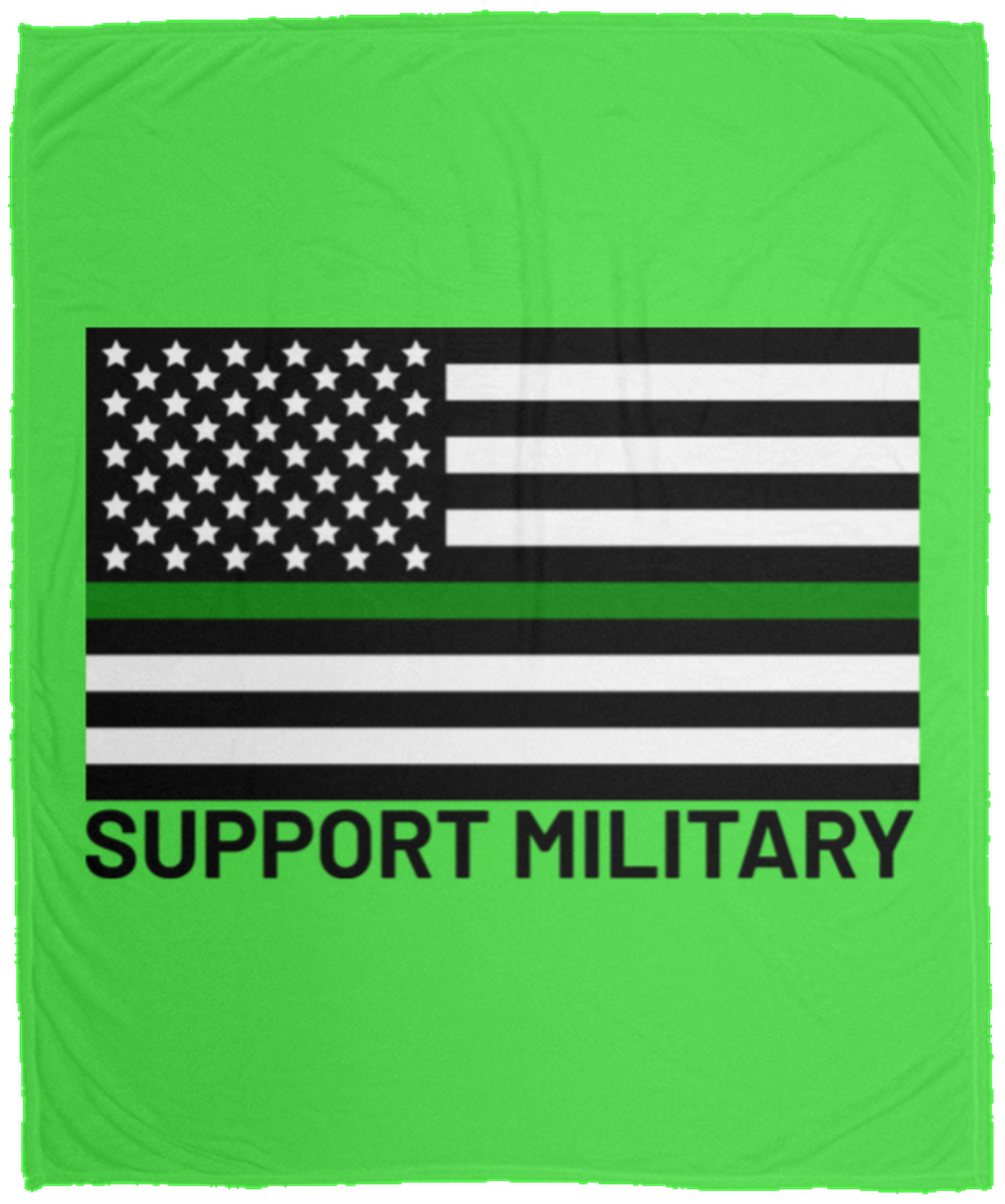 Support Military Thin Green Line American Flag Fleece Blanket - 50x60