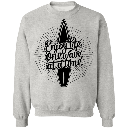 Enjoy Life One Wave At A Time Surfing Crewneck Sweatshirt